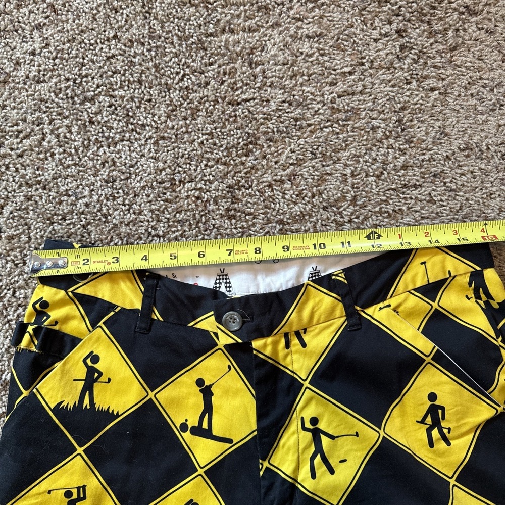 Royal & Awesome Golf Pants Men's 32x30 Swing Under Construction‎ Yellow & Black - Picture 5 of 8